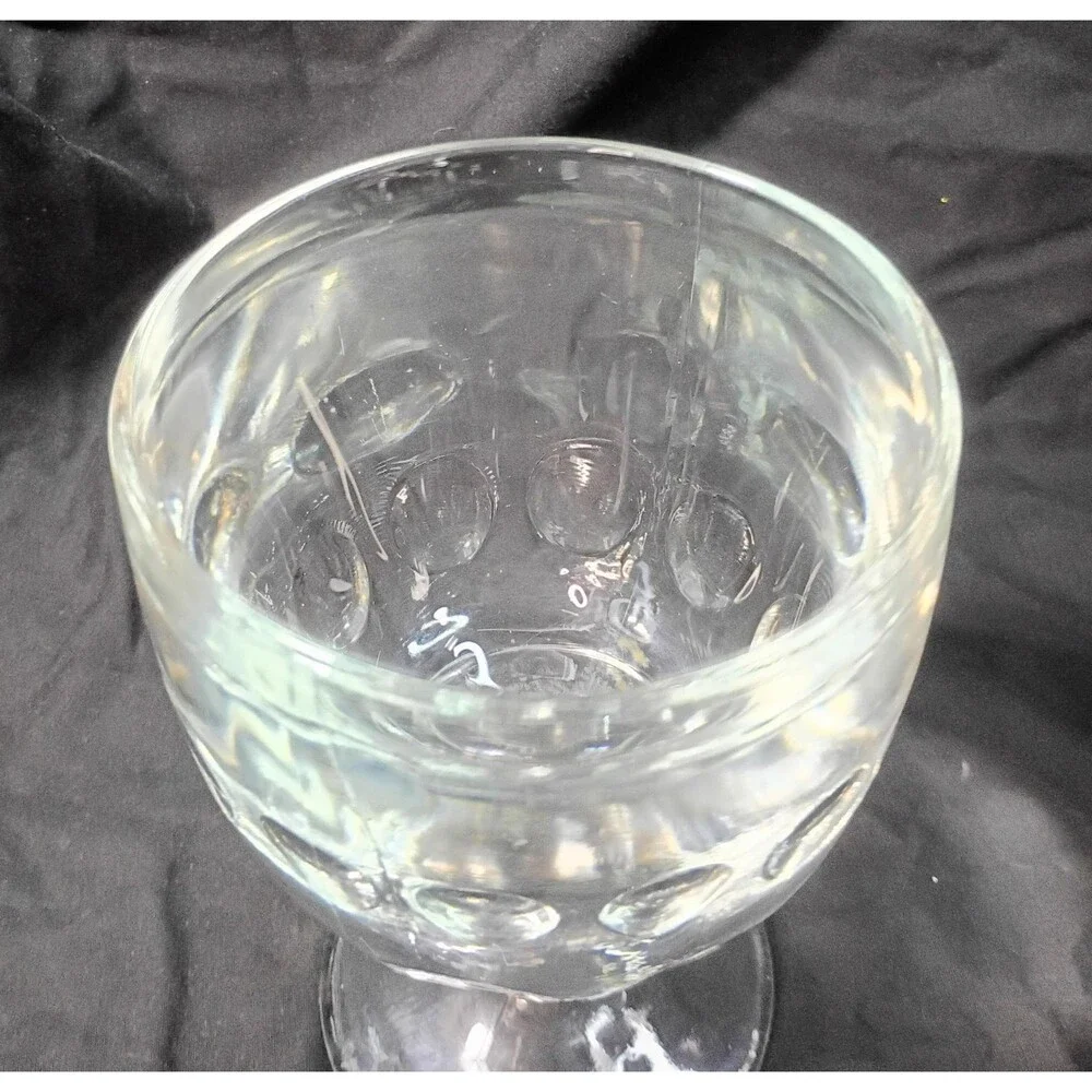 Heavy Clear Glass Thumbprint Goblet